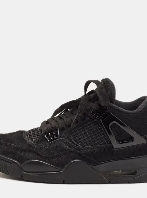 Air Jordans 4 Retro Size 37.5 Black/Dark Brown Calf Hair Olivia Kim No Cove Lace Up Sneakers