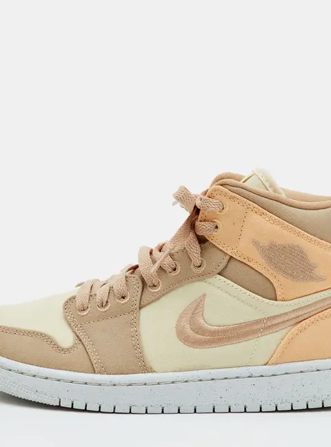 Air Jordans Jordan 1 Mid Canvas Khaki Size 38.5 Multicolor Canvas Mid Top Sneakers