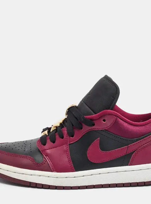 Air Jordans Jordan 1 Dark Beetroot Size 38 Burgundy/Black Leather and Satin Low Top Sneakers