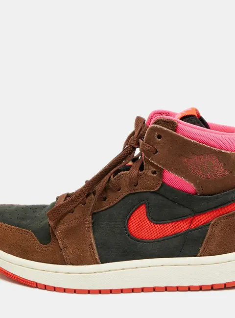 Air Jordans Jordan 1 Zoom Air CMFT 2 Cacao Wow Picante Red Size 39 Multicolor Mesh and Suede High Top Sneakers