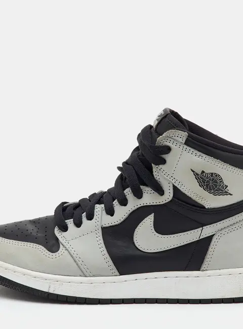 Air Jordans 1 Retro High Shadow 2.0 Size 38.5 Black/Grey Leather High Top Sneakers