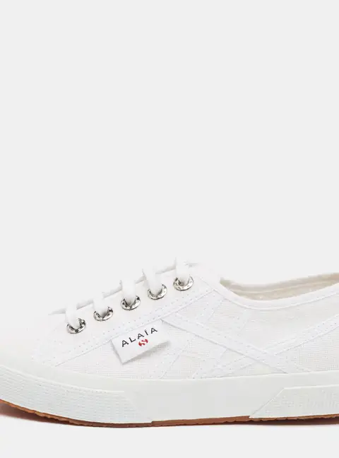 Alaia Superga Size 37 White Canvas Low Top Sneakers