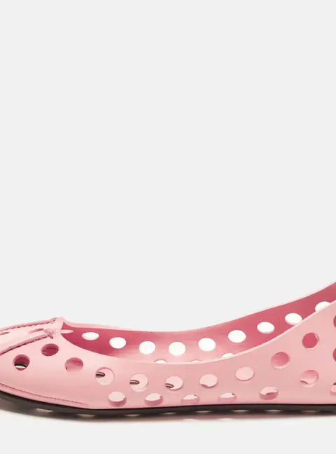 Alaia Size 38 Pink Leather Cut out Ballet Flats