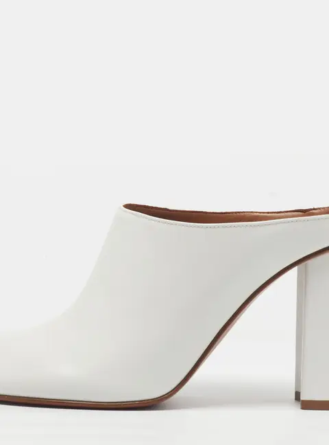 Alaia Size 40 White Leather Block Heel Mules