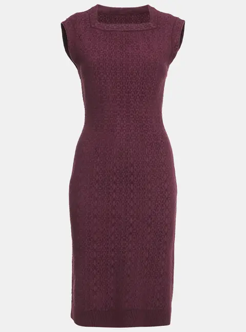 Alaia Burgundy Jacquard Knit Sleeveless L