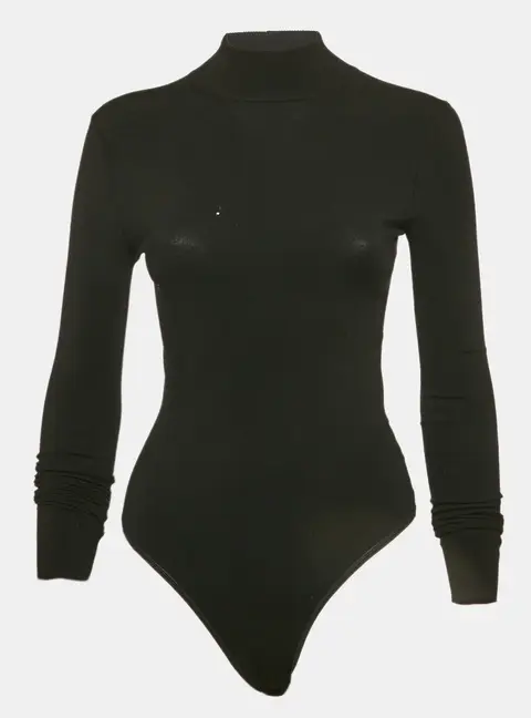 Alaia Black Knit High Neck Bodysuit M
