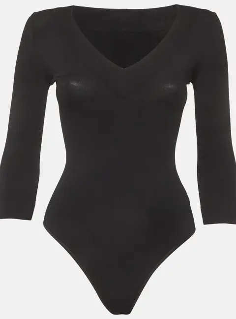 Alaia Black Jersey V-Neck Bodycon S