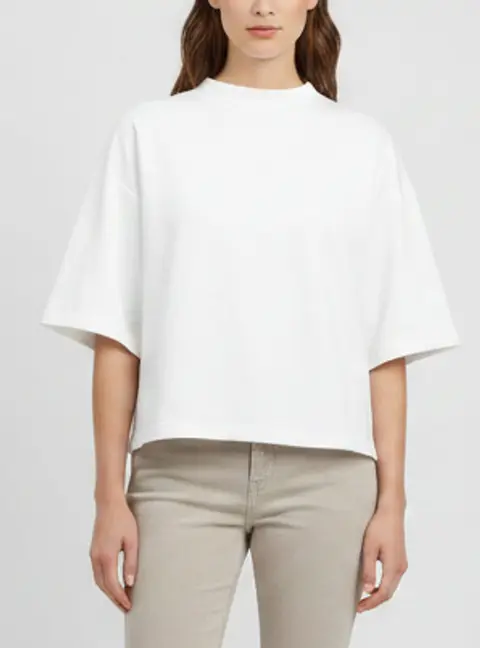 Ala&iuml;a White Jersey Asymmetric Boxy Crewneck T-Shirt S