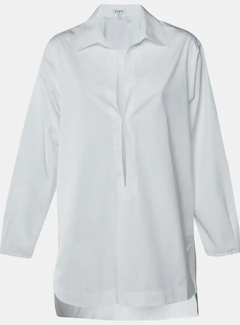 Alaia White Cotton Button Down Tunic Shirt M