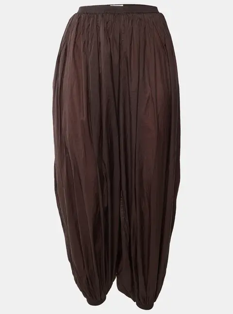 Alaia Brown Soft Nylon Crinkled Balloon Pants S