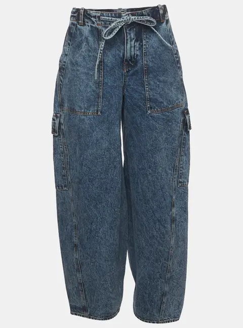 Alaia Blue Snow Denim Cargo Jeans S/Waist 29"