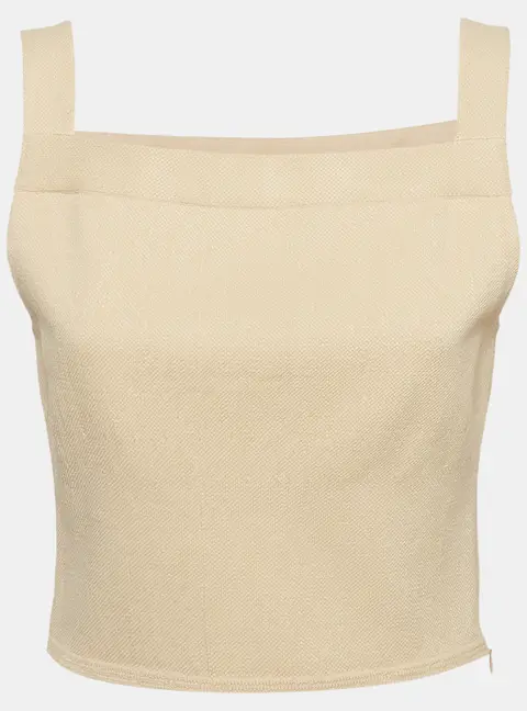 Alaia Beige Canvas Sleeveless Crop Top XS