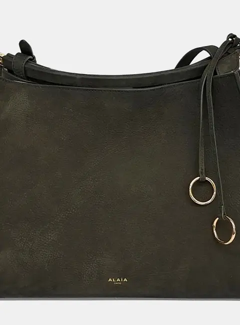 Alaia Le Click Medium Green Suede Leather Shoulder Bag