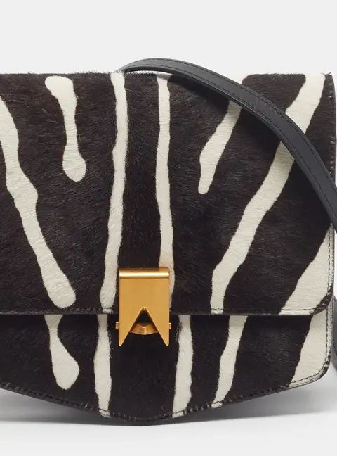 Alaia Le Papa Black/White Zebra Calfhair and Leather Crossbody Bag
