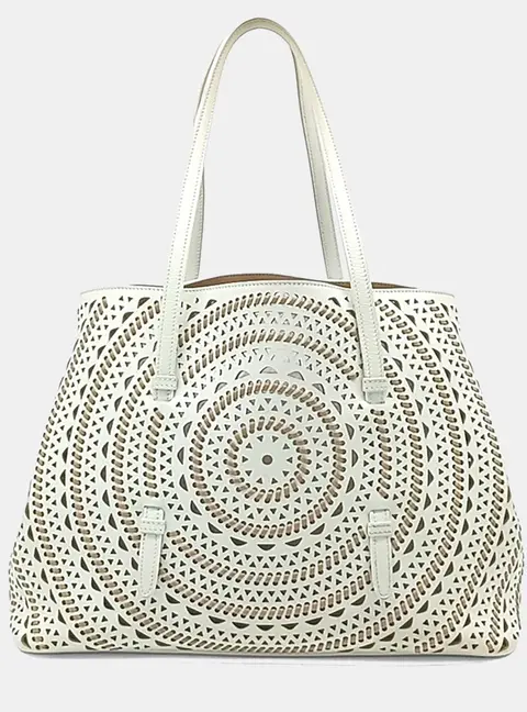 Alaia White Leather Laser-Cut Shoulder Bag