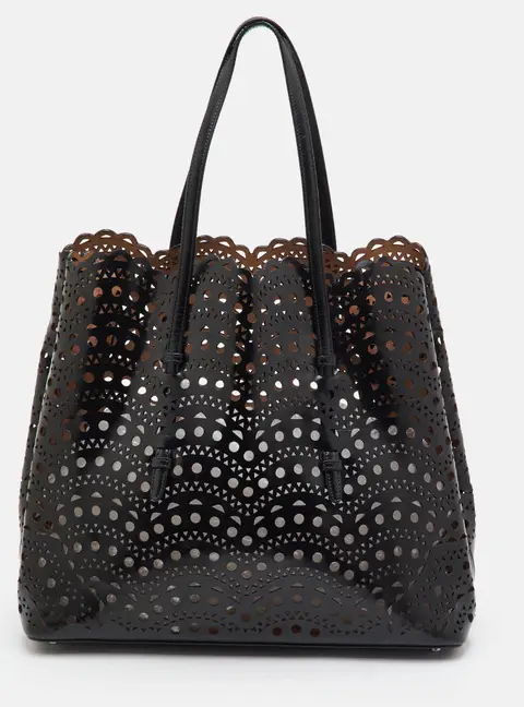 Alaia Mina Vienne Perforated Black Leather Tote