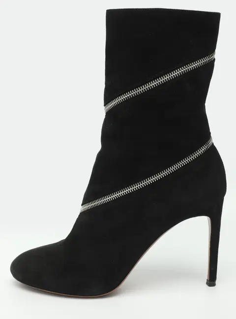 Alaia Size 39 Black Suede Zip Mid Calf Boots