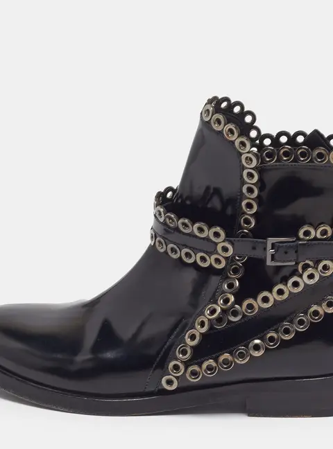 Alaia Size 38 Black Patent Leather Ankle Length Boots
