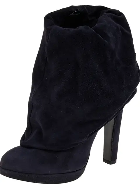 Alaia Navy Blue Suede Ankle Length Boots Size 38
