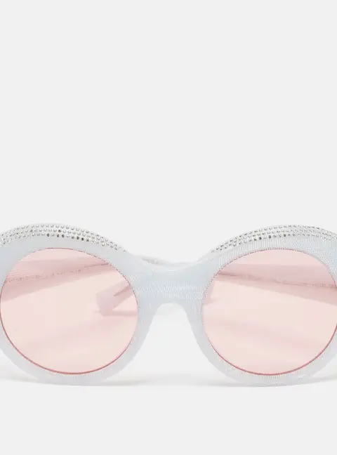 Alain Mikli x Alexandre Vauthier Light Blur/Pink Roselyn Crystals Round Sunglasses