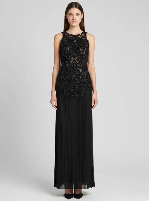 Alberta Ferretti Black Embellished Sheer Cocktail Dress S