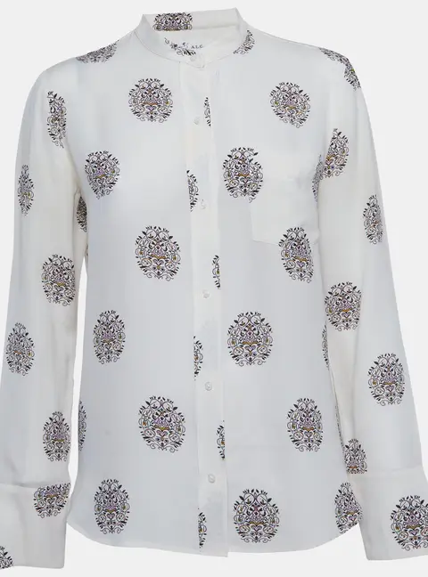 A.L.C Cream Floral Print Silk Julie Blouse S