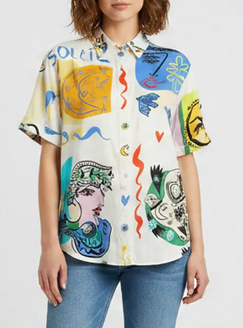 Alemais Pearl Multicolor Printed Satin Tops S