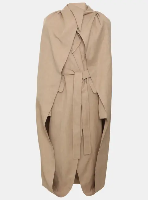 Aleksandre Akhalkatsishvili Beige Gabardine Belted Cape Coat XS