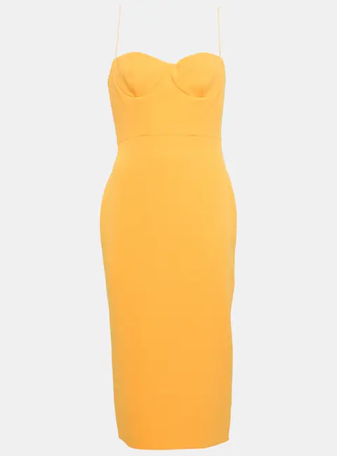 Alex Perry Orange Stretch Crepe Lee Midi Dress M