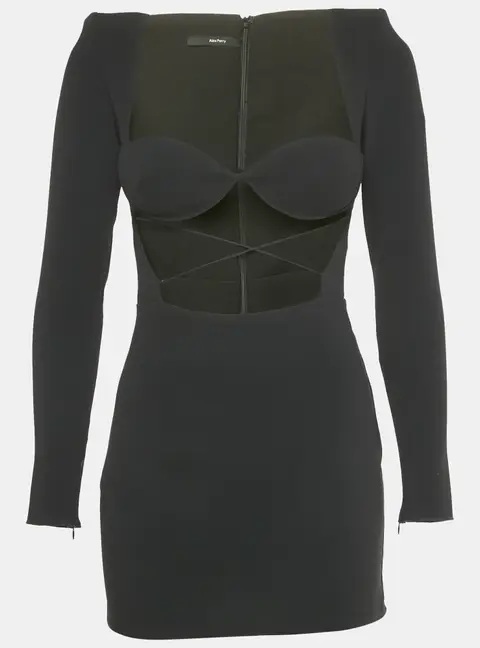 Alex Perry Black Crepe Cut -Out Mini Dress M