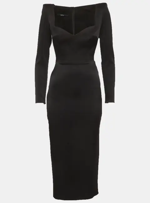 Alex Perry Black Satin Linden Midi Dress S