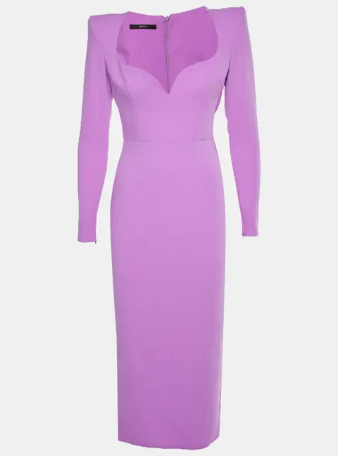 Alex Perry Purple Crepe Maren Curved Midi Dress M