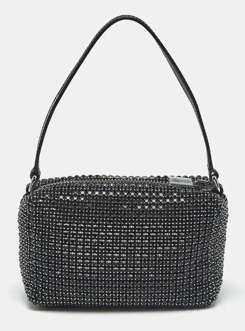 Alexander Wang Heiress Medium Dark Blue/Black Crystals and Leather Pouch