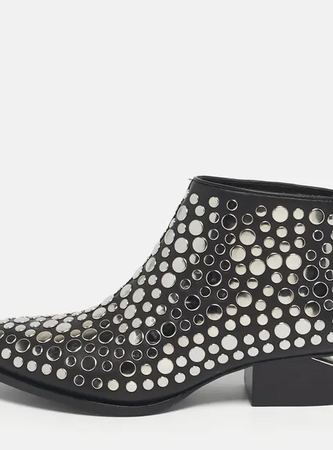 Alexander Wang Black Leather Studded Kori Ankle Boots Size 36.5