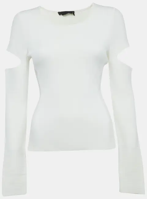 Alexander McQueen Off-White Jersey Cold Shoulder Top M