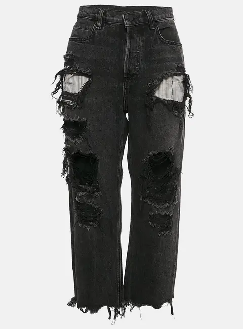 Denim X Alexander Wang Black Distressed Denim Rival Jeans M Waist 30"