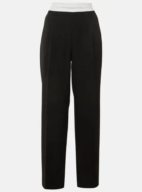 Alexander Wang Black Logo Band Detail Wool Trousers S