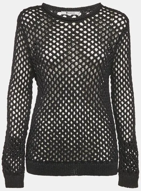 Alexander Wang Black Crochet Sheer Sweatshirt M