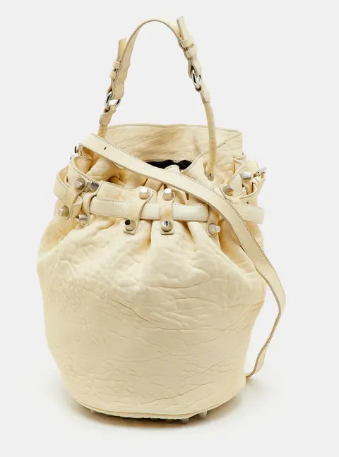 Alexander Wang Diego Cream Textured Leather Bucket Bag