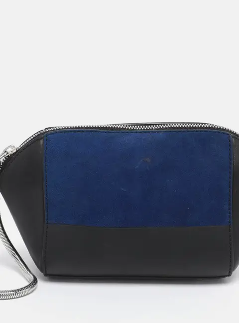 Alexander Wang Black/Blue Leather/PVC and Suede Chastity Clutch