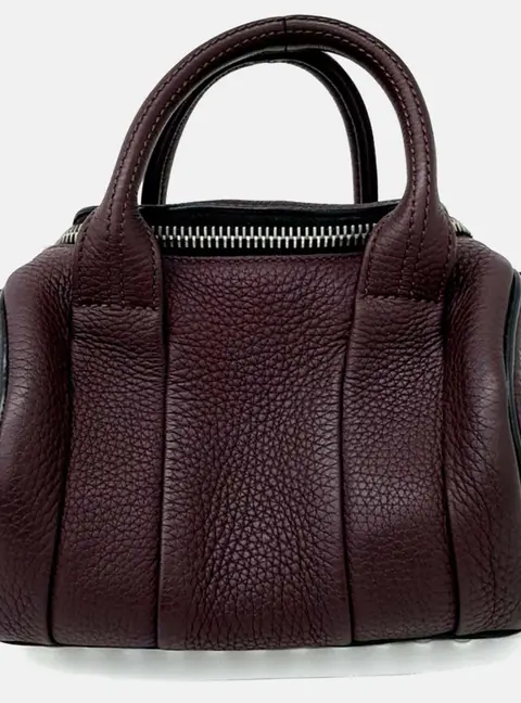 Alexander Wang Mini Rockie Burgundy Pebbled Calfskin Leather Satchel Bag