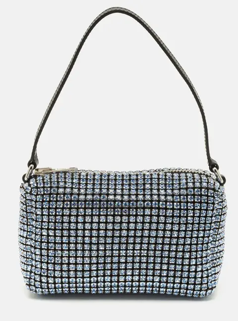 Alexander Wang Heiress Medium Blue Crystal Mesh Pouch