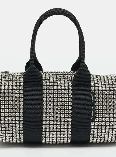 Alexander Wang Cruiser Mini Black Mesh Crystal Embellished Duffle Bag