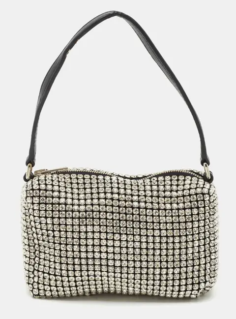 Alexander Wang Heiress Medium Black Mesh Crystal Pouch
