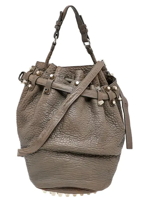 Alexander Wang Grey Textured Leather Diego Bucket Bag