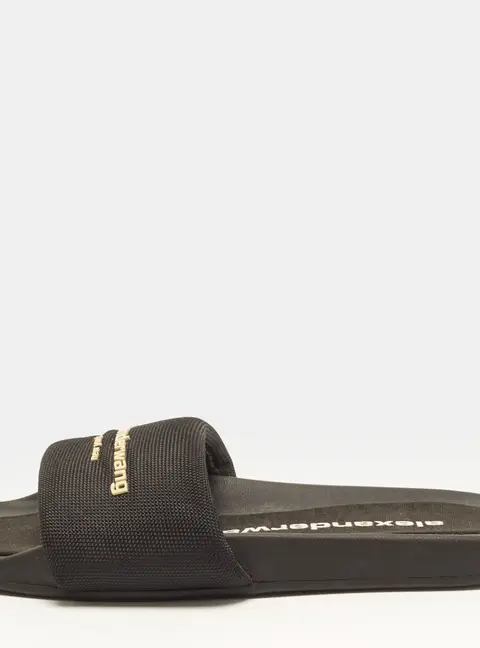 Alexander Wang AW Pool Size 39 Black Fabric Flat Slide Sandals