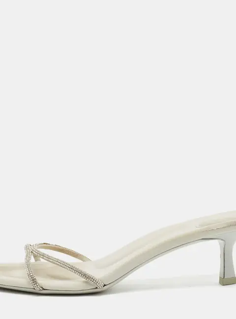 Alexander Wang Dahlia Size 39 Light Grey Crystals Slide Sandals