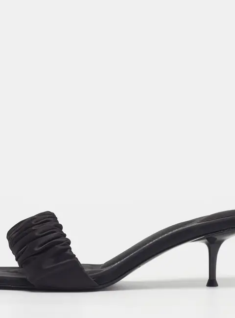Alexander Wang Jessie Size 38.5 Black Satin Slide Sandals