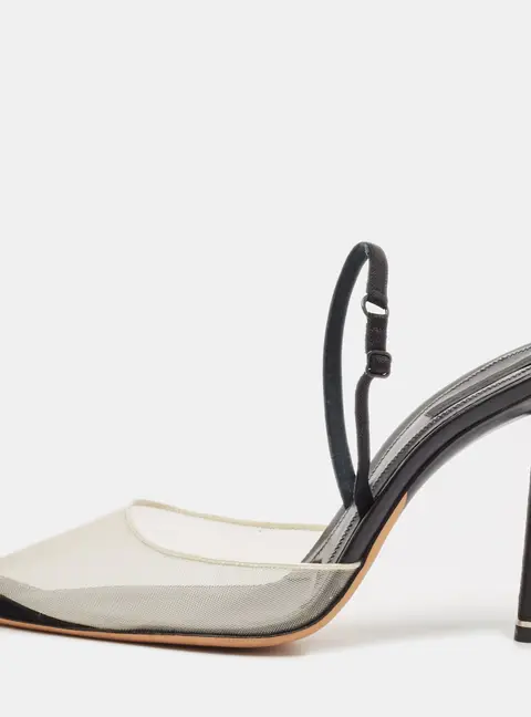 Alexander Wang Black Mesh and Suede Alix Slingback Pumps Size 39