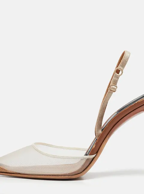 Alexander Wang Beige Mesh and Leather Lovisa Ankle Strap Pumps Size 39